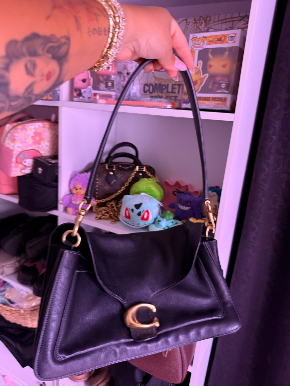 Coach Tabby 36 shes supple. Coach Black Leather Shoulder Bag with Gold Hardware